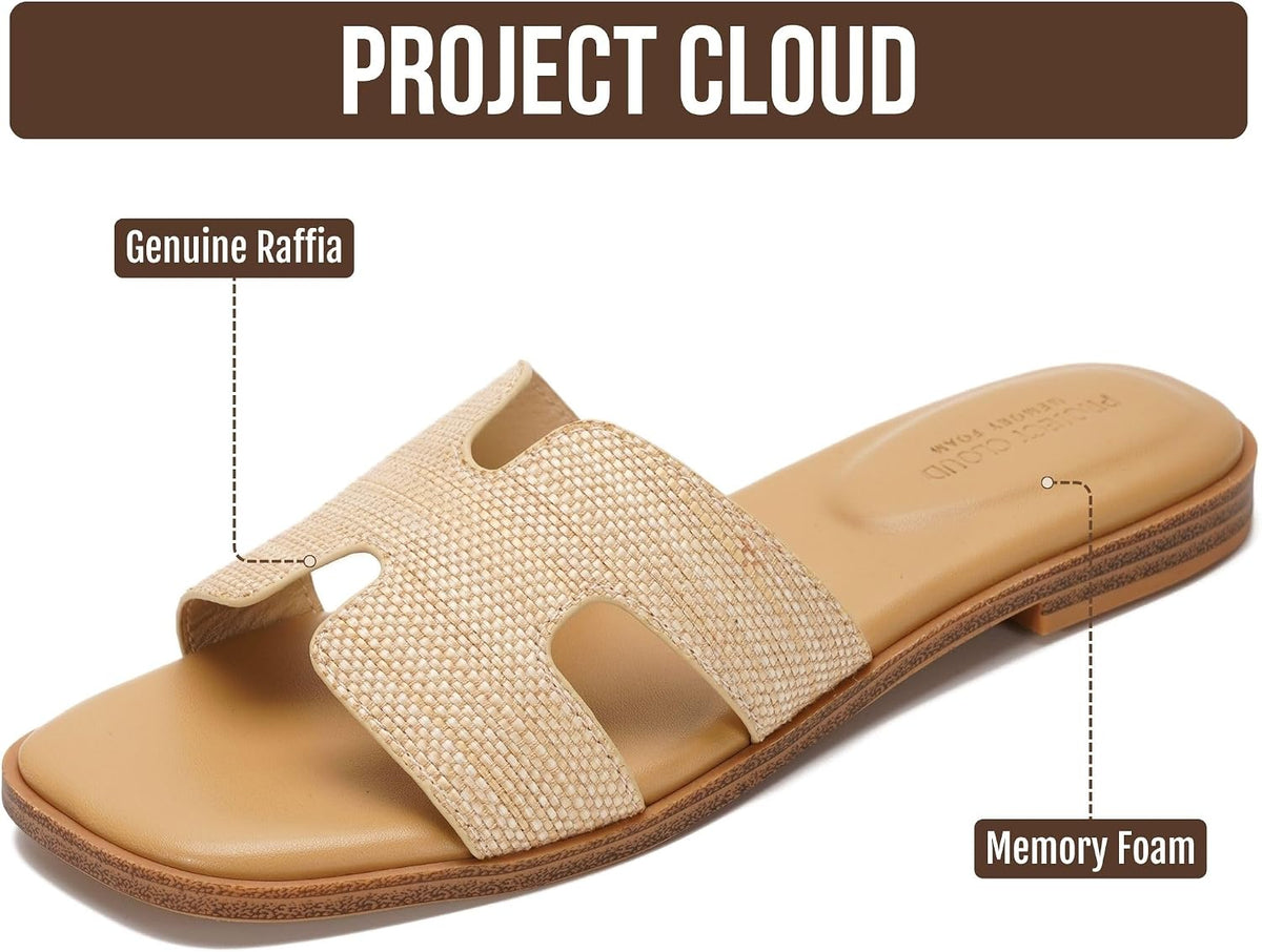 Project Cloud 100% Genuine Leather Sandals Women Flats For Women Everyday Slides for Women