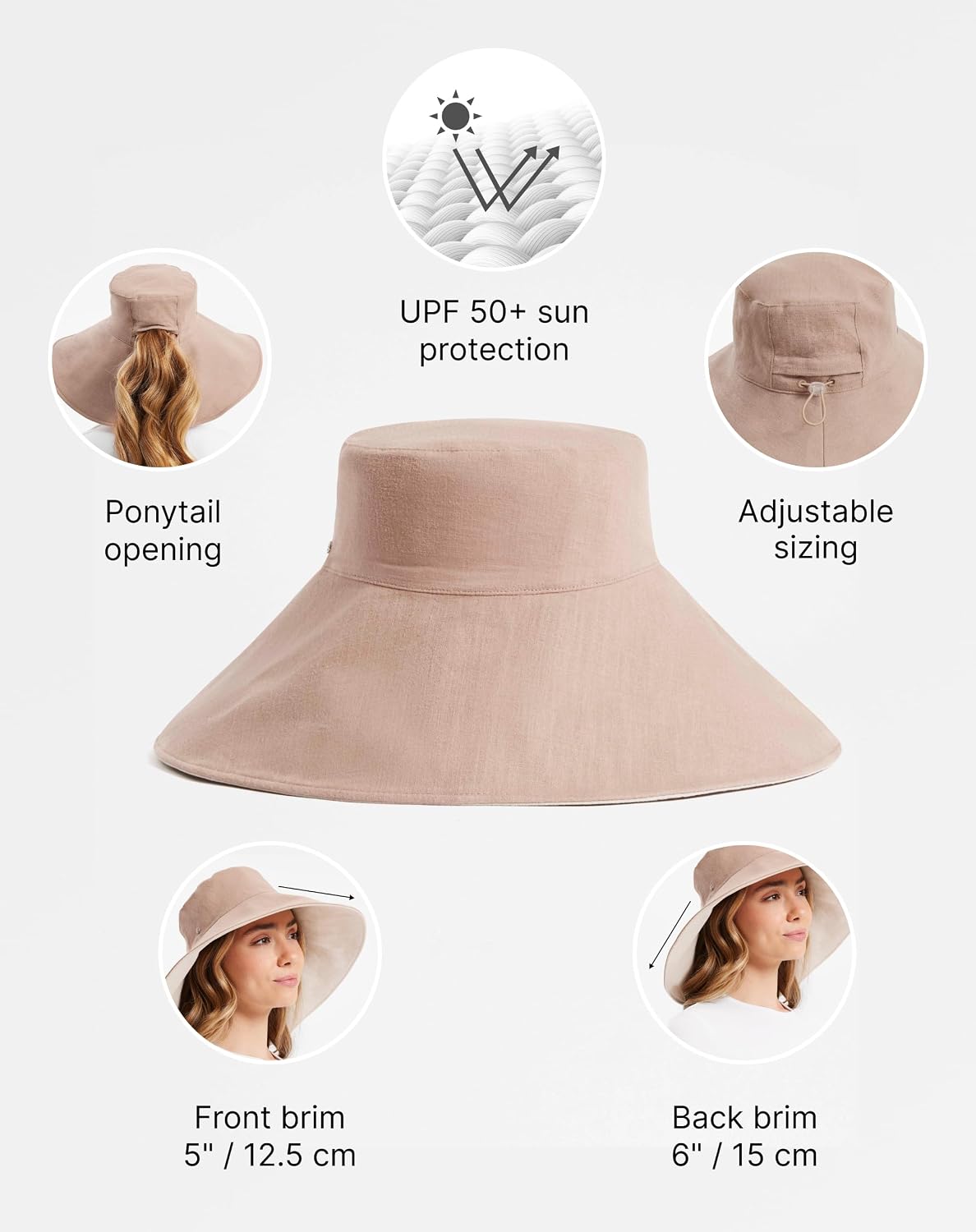 Solbari Women’s Ultra-Wide Cotton Linen Sun Hat UPF 50+