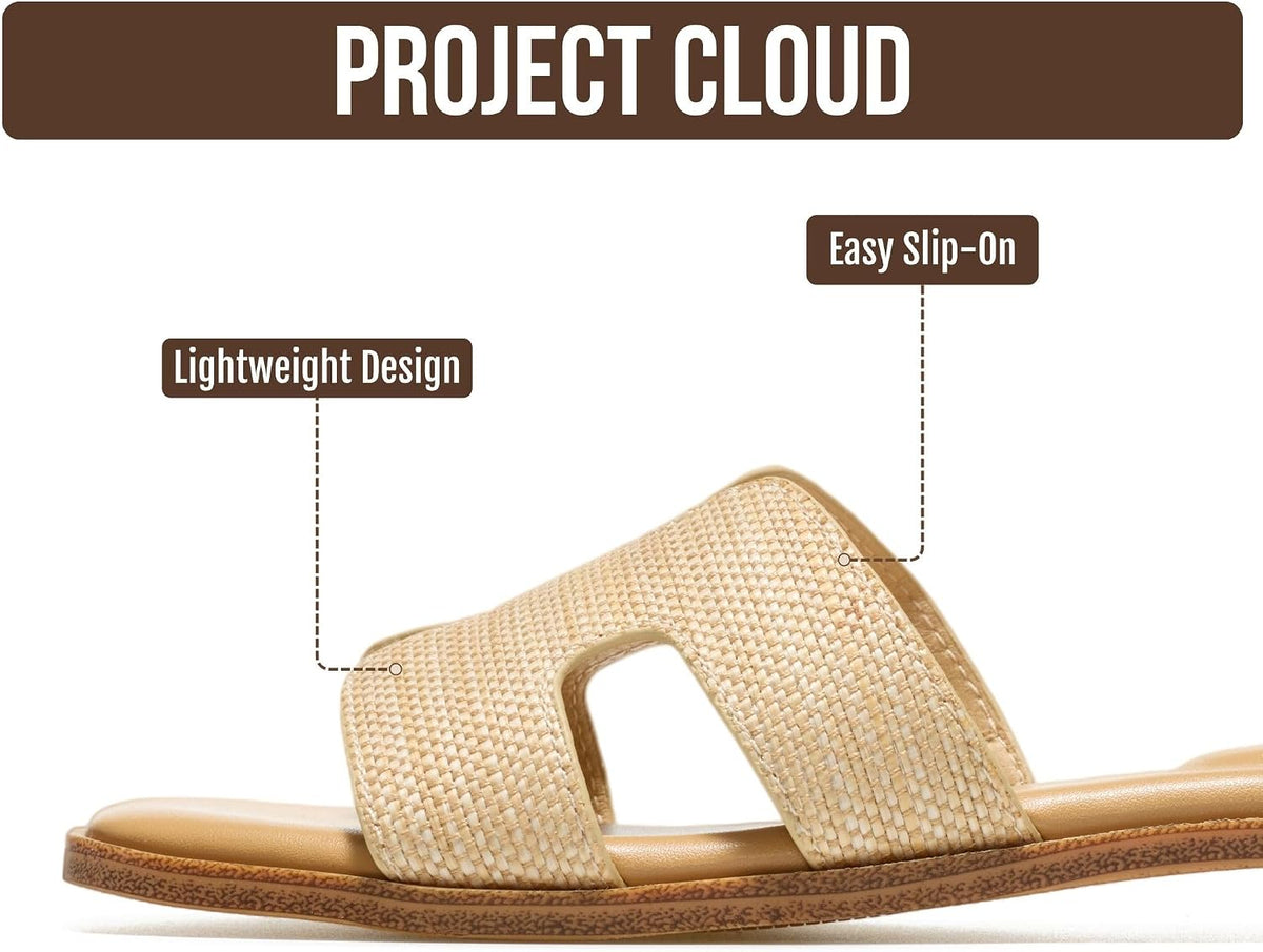 Project Cloud 100% Genuine Leather Sandals Women Flats For Women Everyday Slides for Women