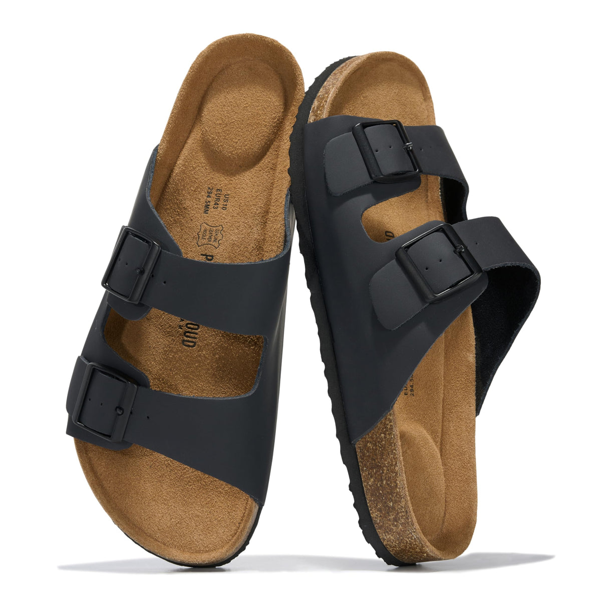 Mens Sandals, 100% Genuine Leather Mens Slides Cork Footbed Sandals for Men