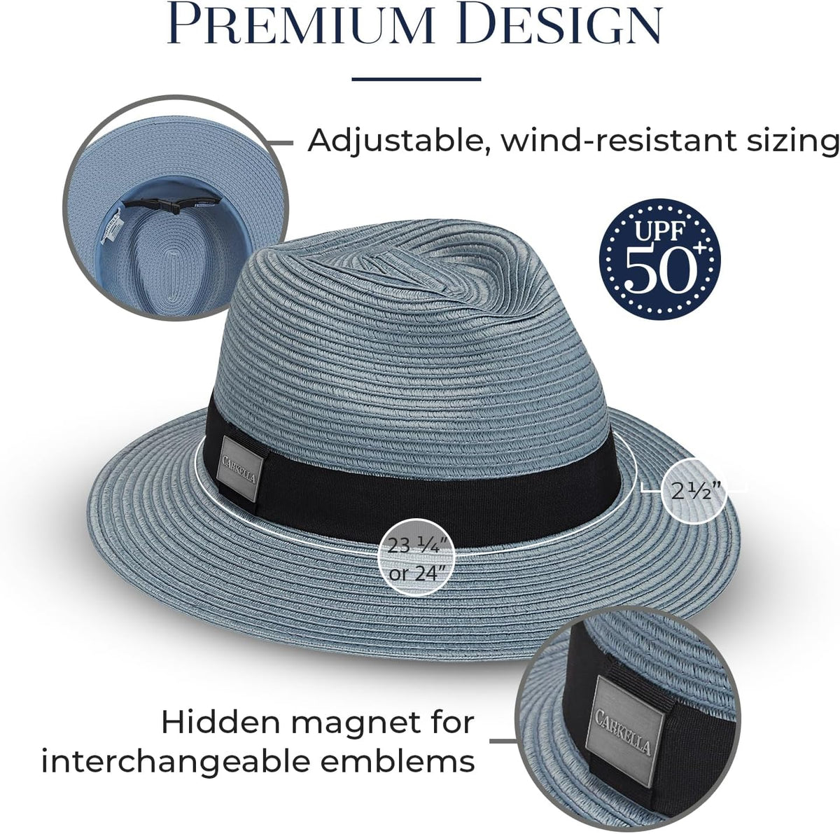 CARKELLA by Wallaroo Men’s Fairway Fedora – UPF 50+, UV Sun Protection, Packable and Adjustable Sizes – Classic Resort Style