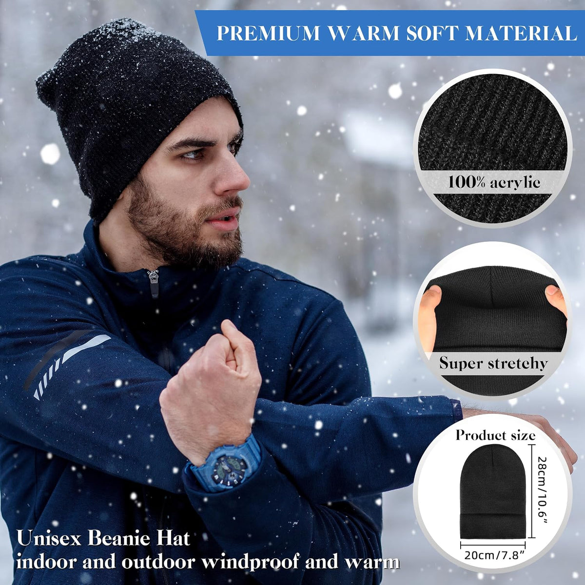 lucdnc Beanies for Men Women 2 Pack Fall Winter Men's Hats Unisex Warm Knit Skullies Beanies Soft Ski Caps